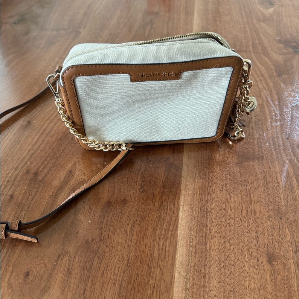 Michael Kors Cream and Tan Crossbody Bag